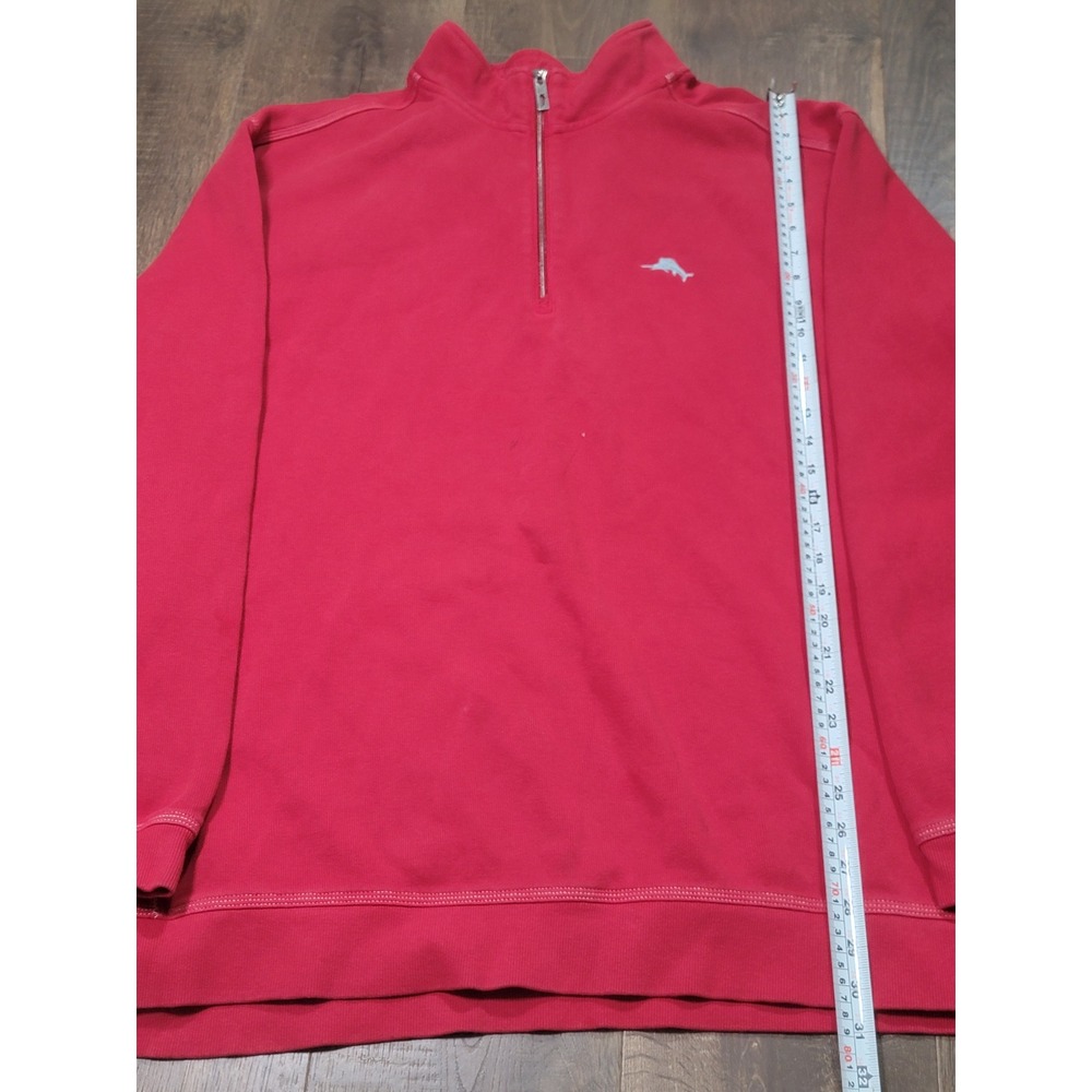 Tommy Bahama Mens 3XT Red 1/4 Zip Ribbed Cotton Pullover Marlin Logo Sweatshirt